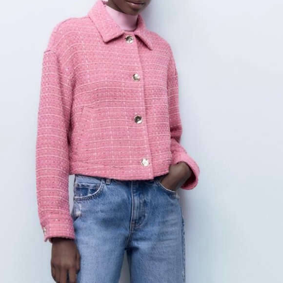 Zara Pink Textured Jacket - Picture 2 of 9